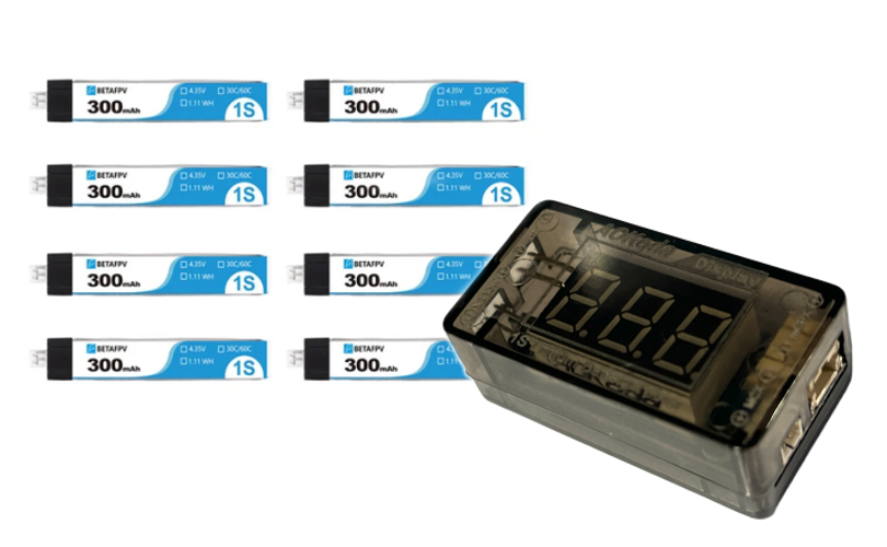 BETAFPV 65S テスター+バッテリーセット PH2.0 300mAh 1S 30C Battery(8PCS)