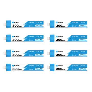 BETAFPV バッテリー BT2.0 300mAh 1S 30C HV Battery (8pcs)【Meteor65/65S 2022Ver./Cetusなど】【10％OFF SALE】【在庫限り】