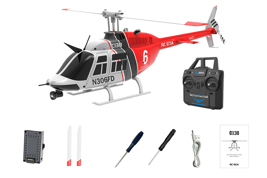 C138 4CH R/C ベル 206 ヘリコプター(レッド)＜技適取得済＞
