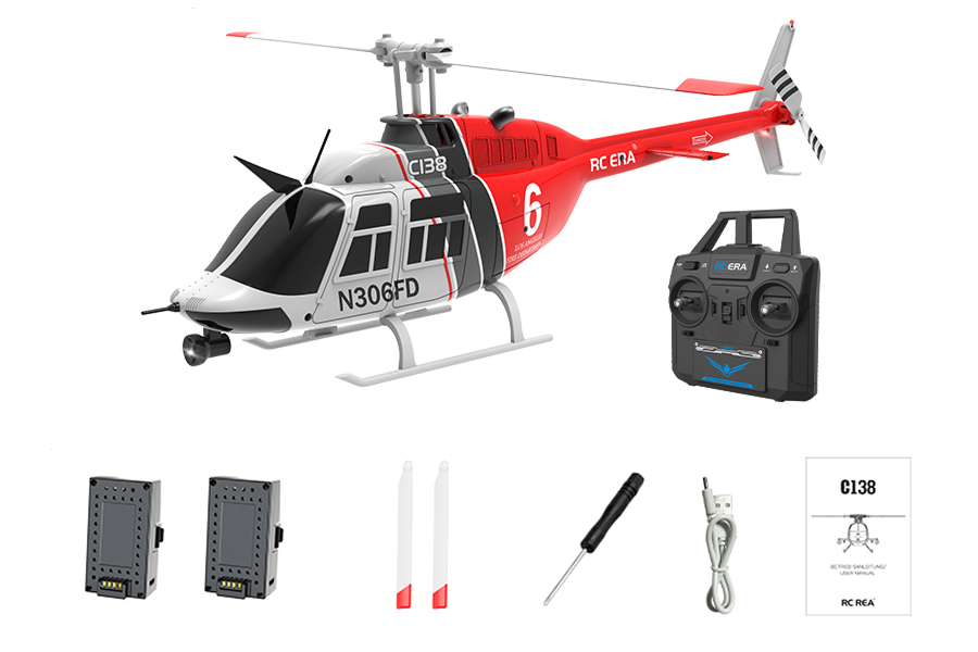 YHC C138 4CH R/C ベル 206 ヘリコプター(レッド)＜技適取得済＞日本語マニュアル付